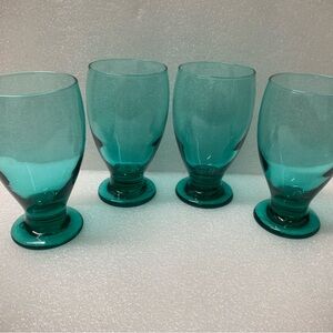 Set of 4 Vintage Turquoise Green Tumbler Glasses
